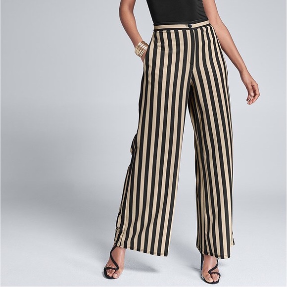 High Waisted Striped Wide Leg Pants 